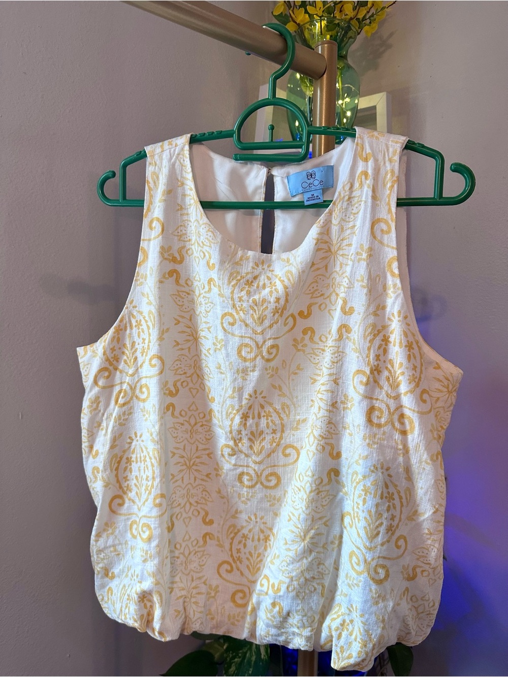 CeCe Cream & Yellow Sleeveless Tank Top PRELOVED IN EXCELLENT CONDITION - Picture 3 of 6